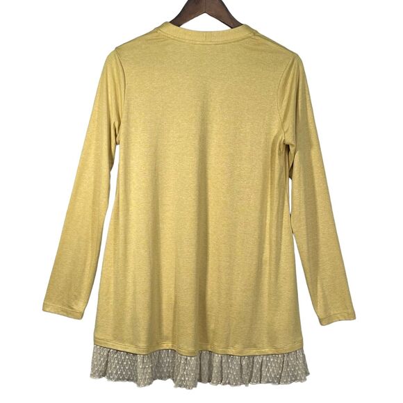 LOGO Lori Goldstein Topper Cardigan Sweater Women Size XS Yellow Hi-Lo Hem - Picture 10 of 16